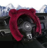 Universal Soft Warm Ears Faux Rabbit Fur Car Steering Wheel Cover for Decoration