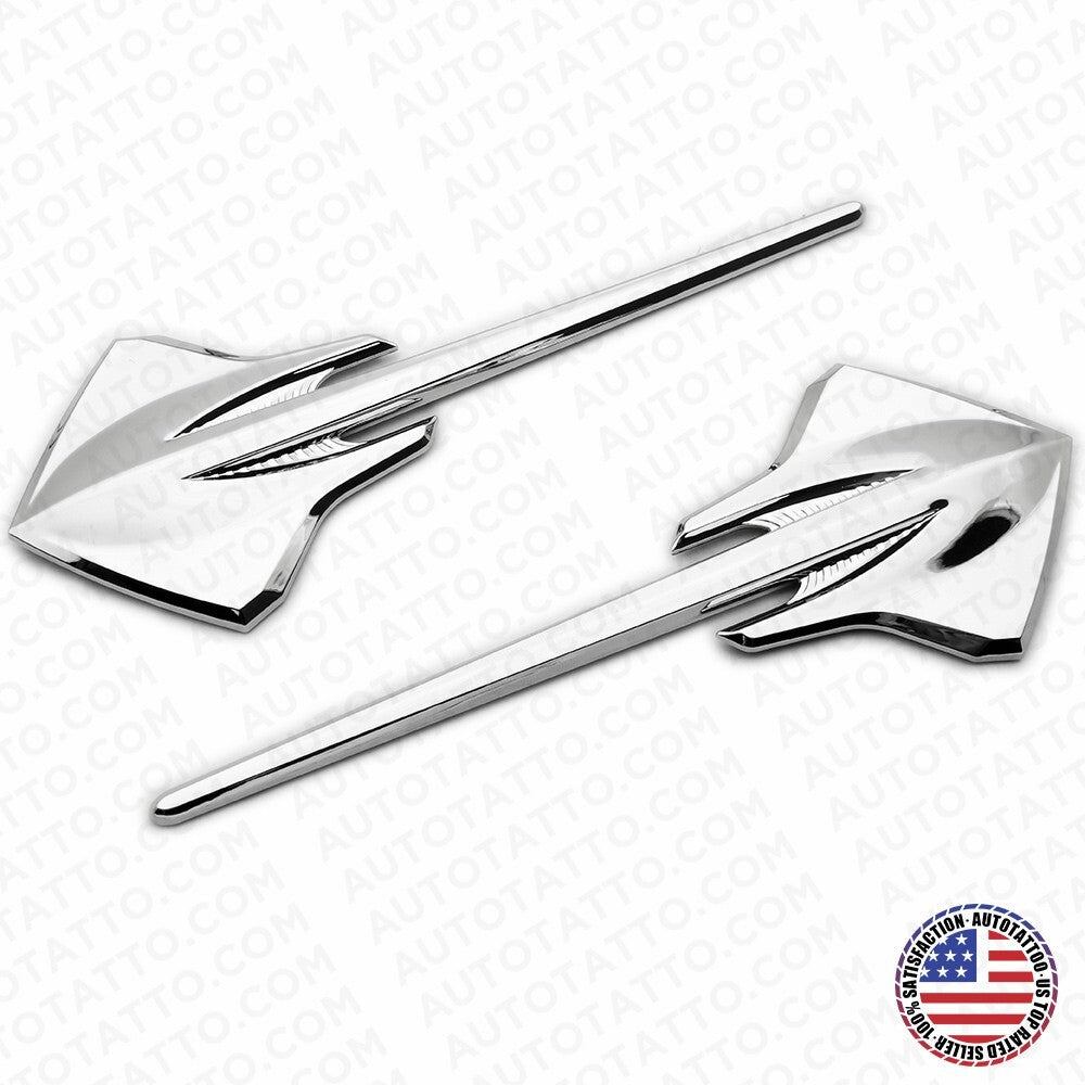 2x For Corvette C7 OEM Chrome Fender Stingray Mako Shark Logo Badge Emblem Sport