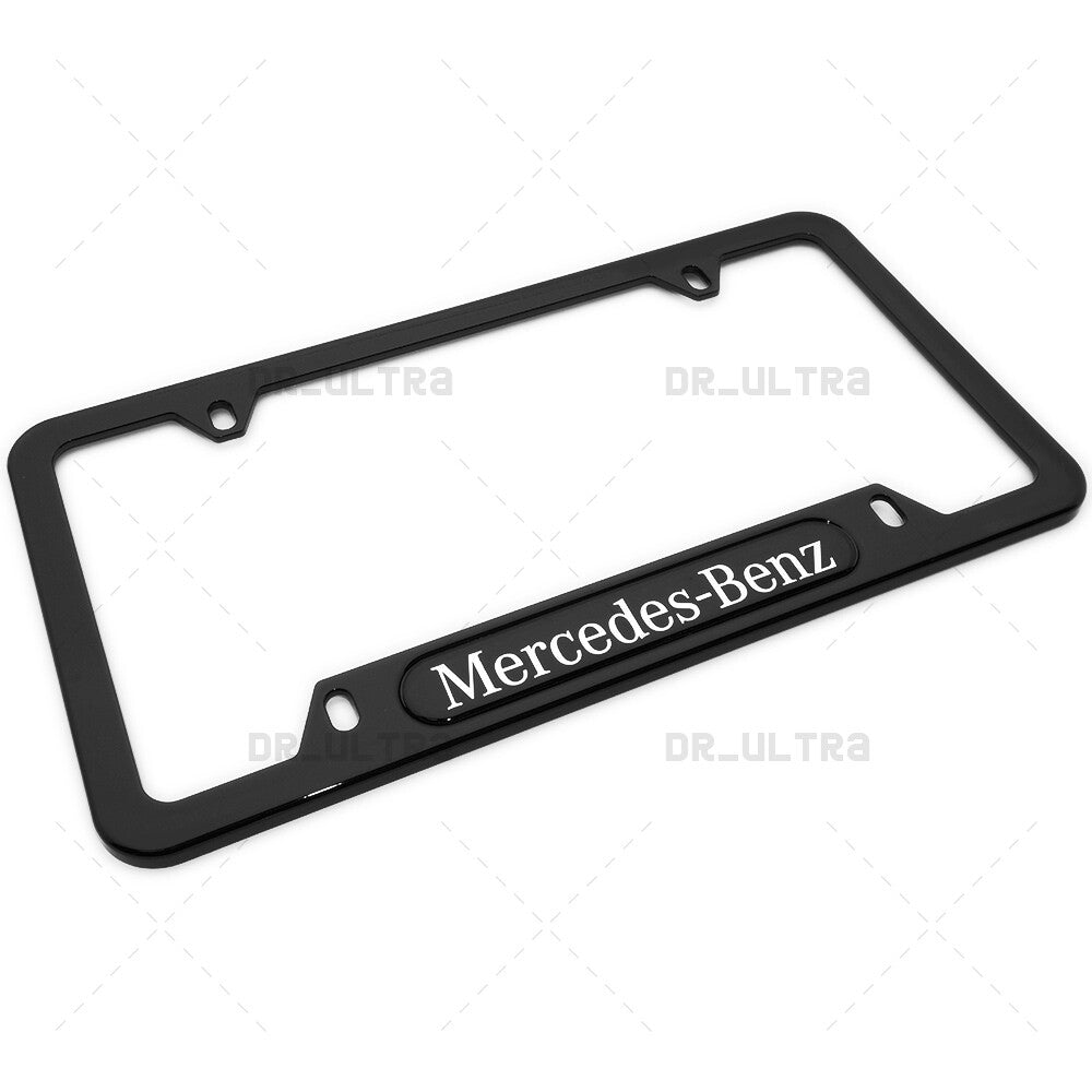 Gloss Black Front or Rear Mercedes Logo Emblem License Plate Frame Cover Gift