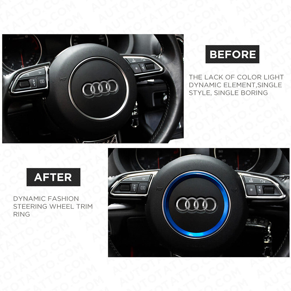 Audi Aluminum Steering Wheel Ring Logo Badge Sticker Emblem Decoration - Gold