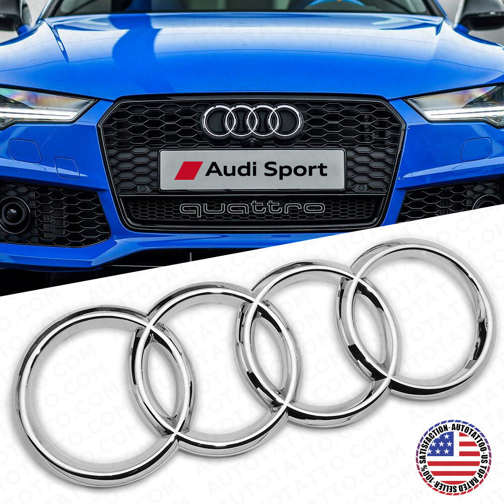 16-21 AUDI A6 A7 A8 S7 RS7 OEM Chrome Front Grille Rings Badge Sign Logo Emblem