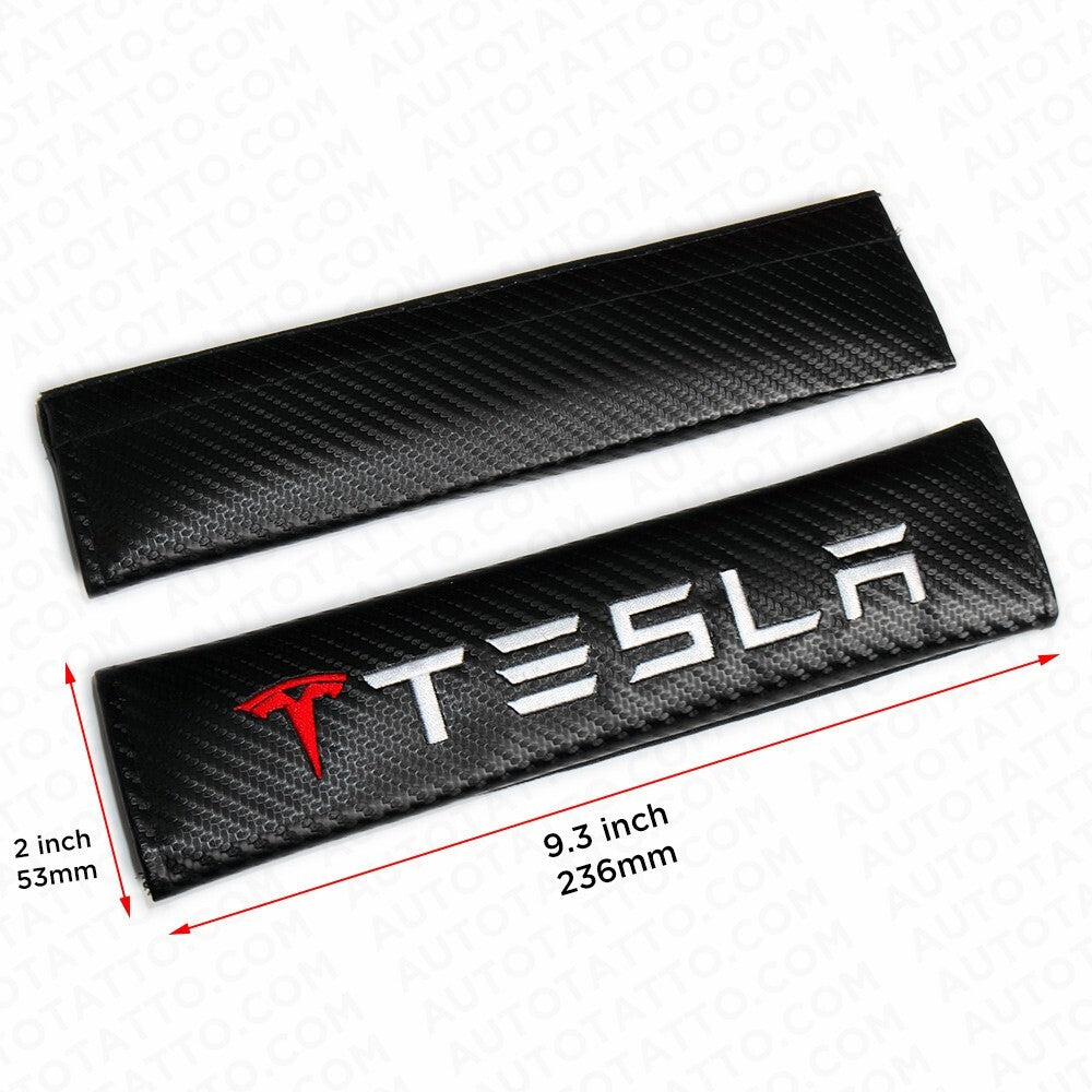 Tesla Sport Carbon Car Seat Belt Cover Safety Shoulder Strap Cushion Pad Harness