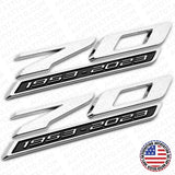2x C8 Corvette 70th Anniversary Edition Door Badge Nameplate Emblem Chrome Black