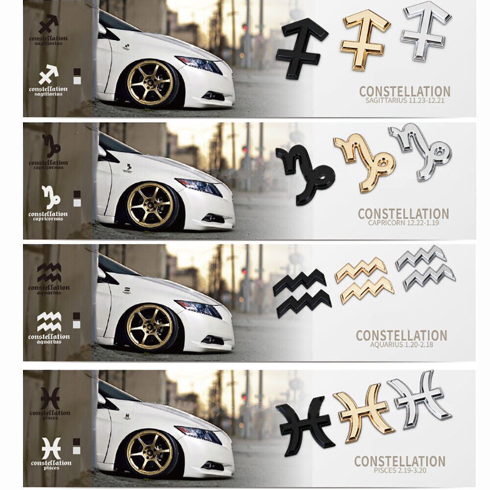 Universal 3D Fashion Metal 12 Constellations Car Decal Sticker Auto Decoration