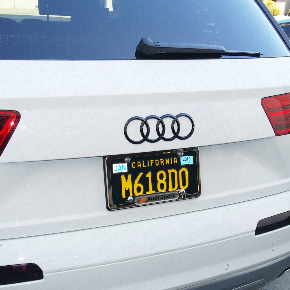 17-19 AUDI Q7 Gloss Black Rear Trunk Liftgate Rings Badge Logo Emblem Decorate