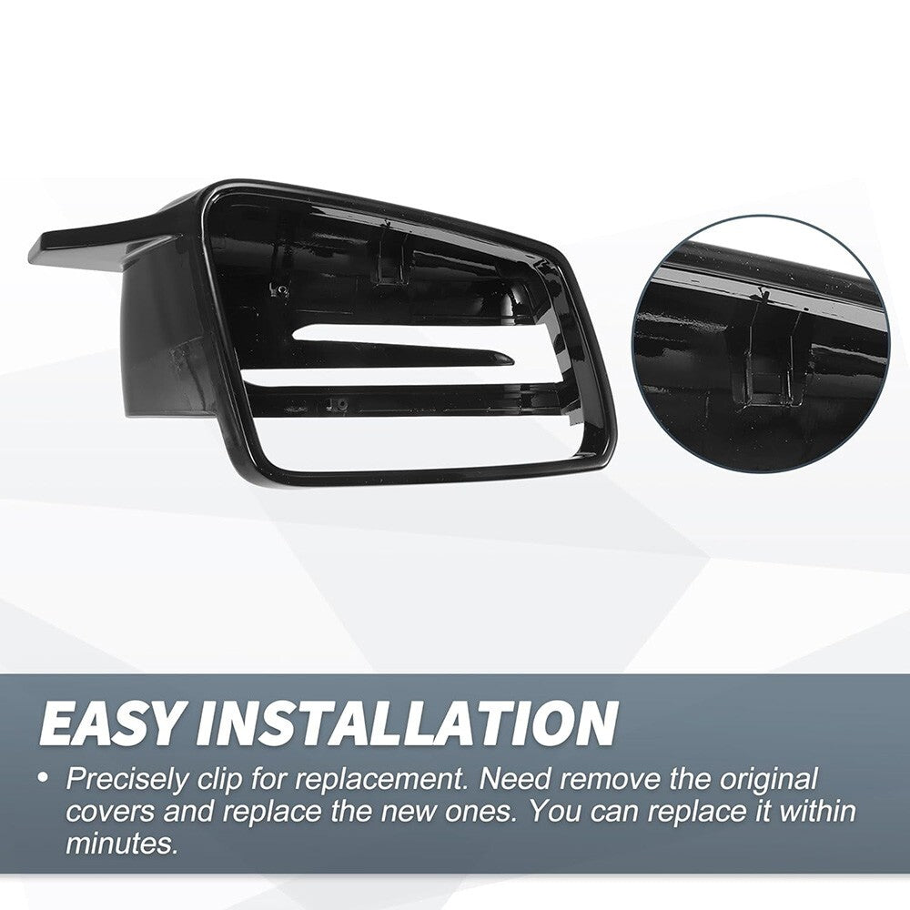 Gloss Black Horn Wing Style Mercedes W204 W212 W117 C E S GLA Side Mirror Cover