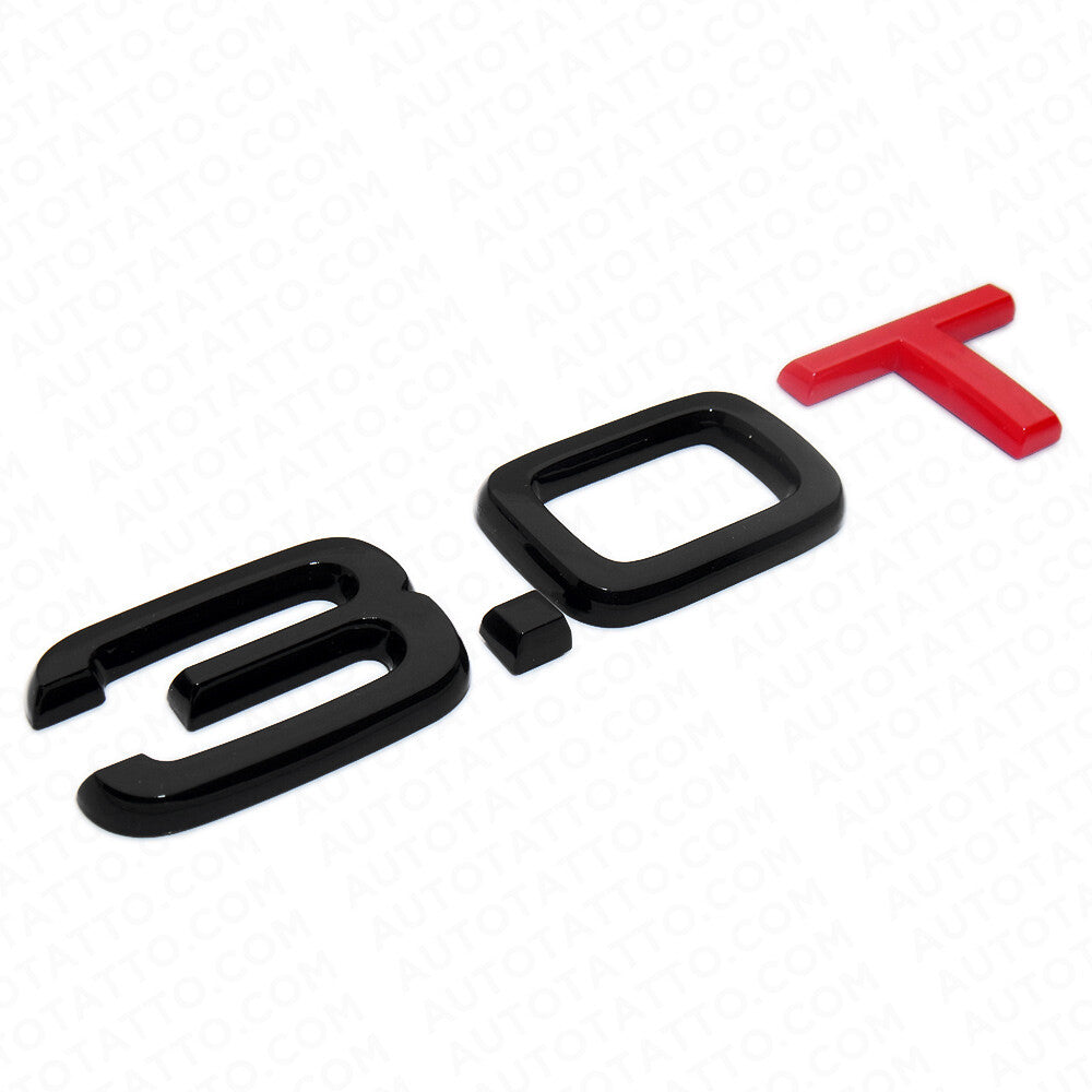 Audi Car Rear Trunk Deck Lid 3.0T Turbo Nameplate Emblem Badge Black Red
