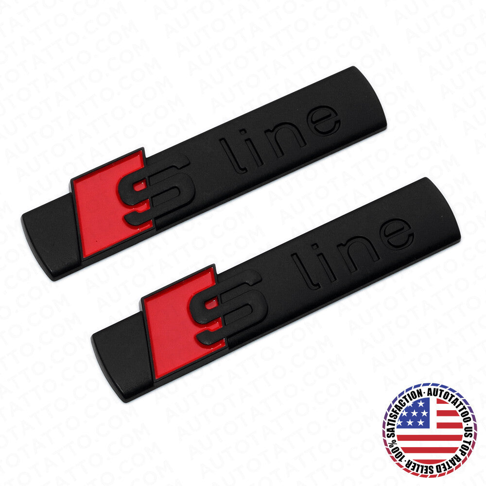 2x Matte Black Audi S-LINE Side Fender Marker Logo Emblem Decal Badge Decoration