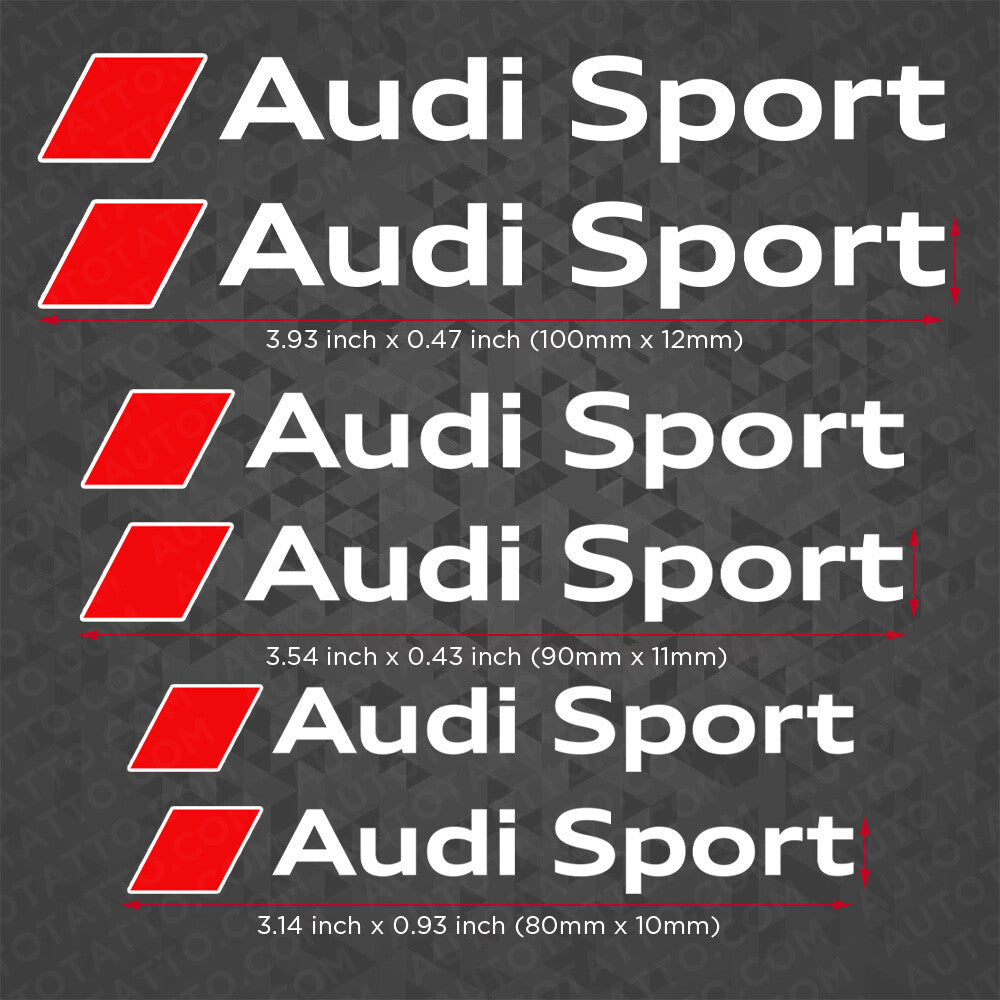 For Audi Sport Car Wheels Brake Caliper Sticker 3D Decal Logo Decoration White