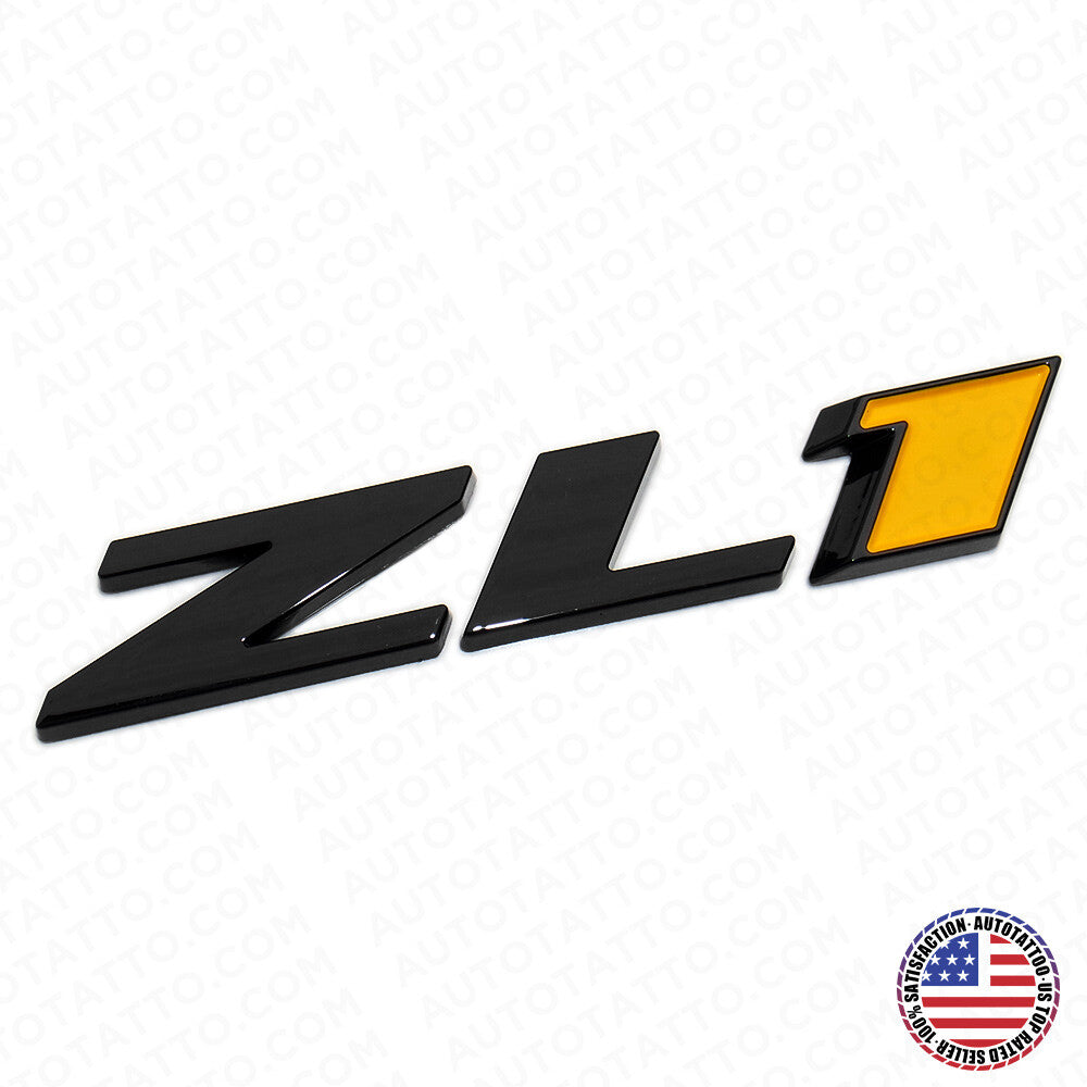 Camaro Hood or Rear Bumper ZL1 Nameplate Logo Sport Emblem Decorate Black Yellow