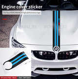 Blue Carbon Fiber 5D Car Hood Sticker Stripe Decal For BMW Performance Sport