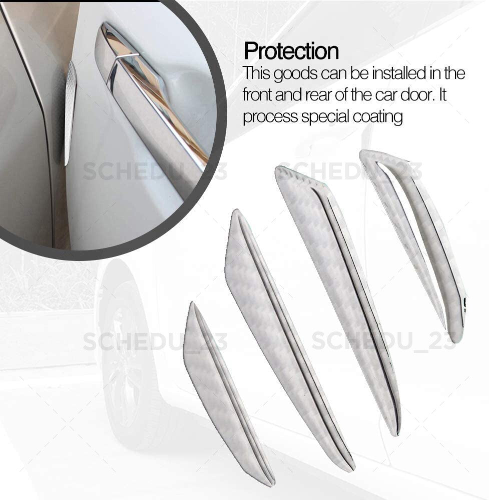 For BMW Silver Carbon Fiber Car Side Door Strip Scratche Edge Guards Trims Badge