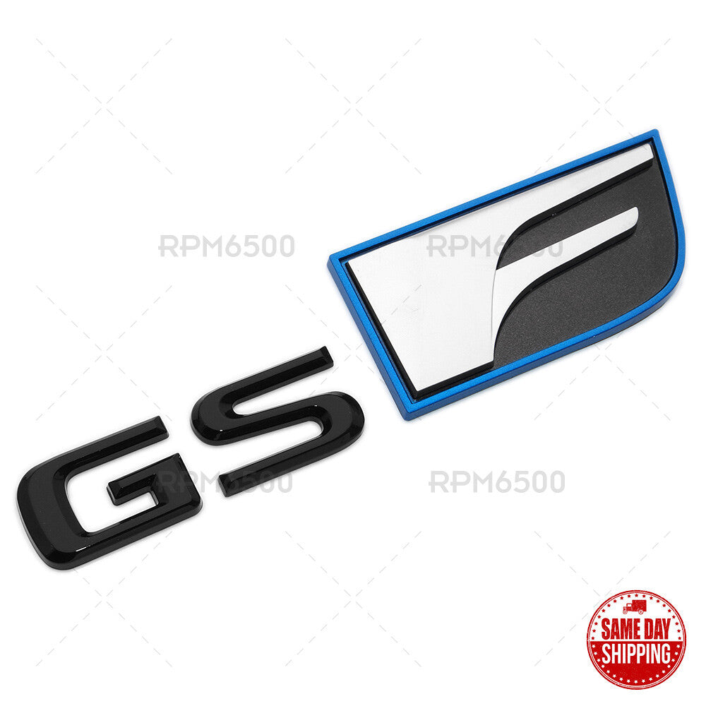 Lexus Trunk Lid Gloss Black GS F Letter Logo Badge 3D Decal Sport Emblem F-Sport