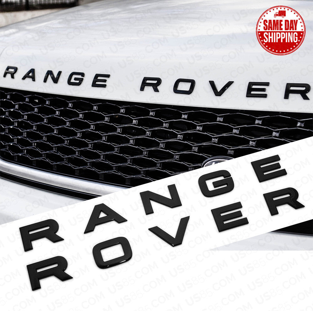 For Range Rover Front Hood Logo OEM Emblem Letters Badge Sport Gloss Black SVR