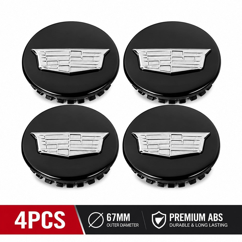 4 Cadillac Black 67mm Fits ATS CTS DTS SRX STS XLR XTS Wheel Center Caps