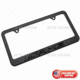 1x Mercedes-AMG 3D Gloss Black License Plate Frame Cover Decorate + Screw Caps