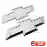 16-19 Chevy Silverado 1500 Front Grille & Tailgate Logo Emblem Chrome Silver