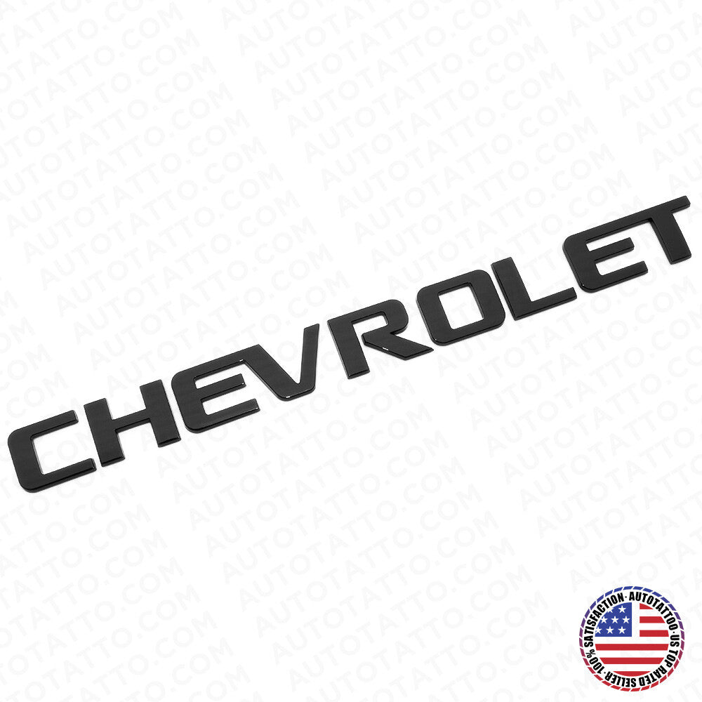 Chevy Chevrolet Truck Lifgate Letter Badge Logo Emblem Gloss Black Large Size