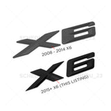 15-19 Matte Black X6 Letter Logo Emblem Badge LiftGate Rear Trunk  /M Sport
