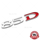 Tesla Rear Liftgate Lid Model 85D Nameplate Logo Badge Emblem Sport Chrome Red
