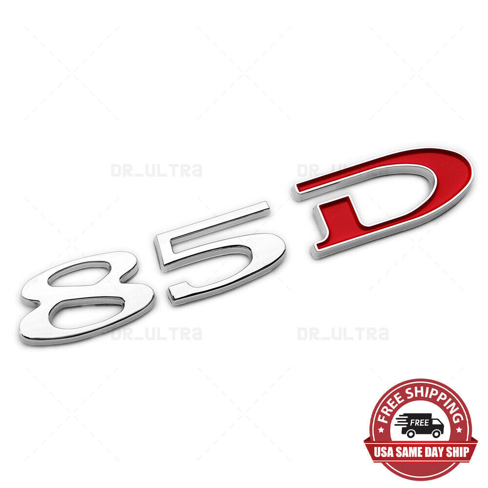 Tesla Rear Liftgate Lid Model 85D Nameplate Logo Badge Emblem Sport Chrome Red