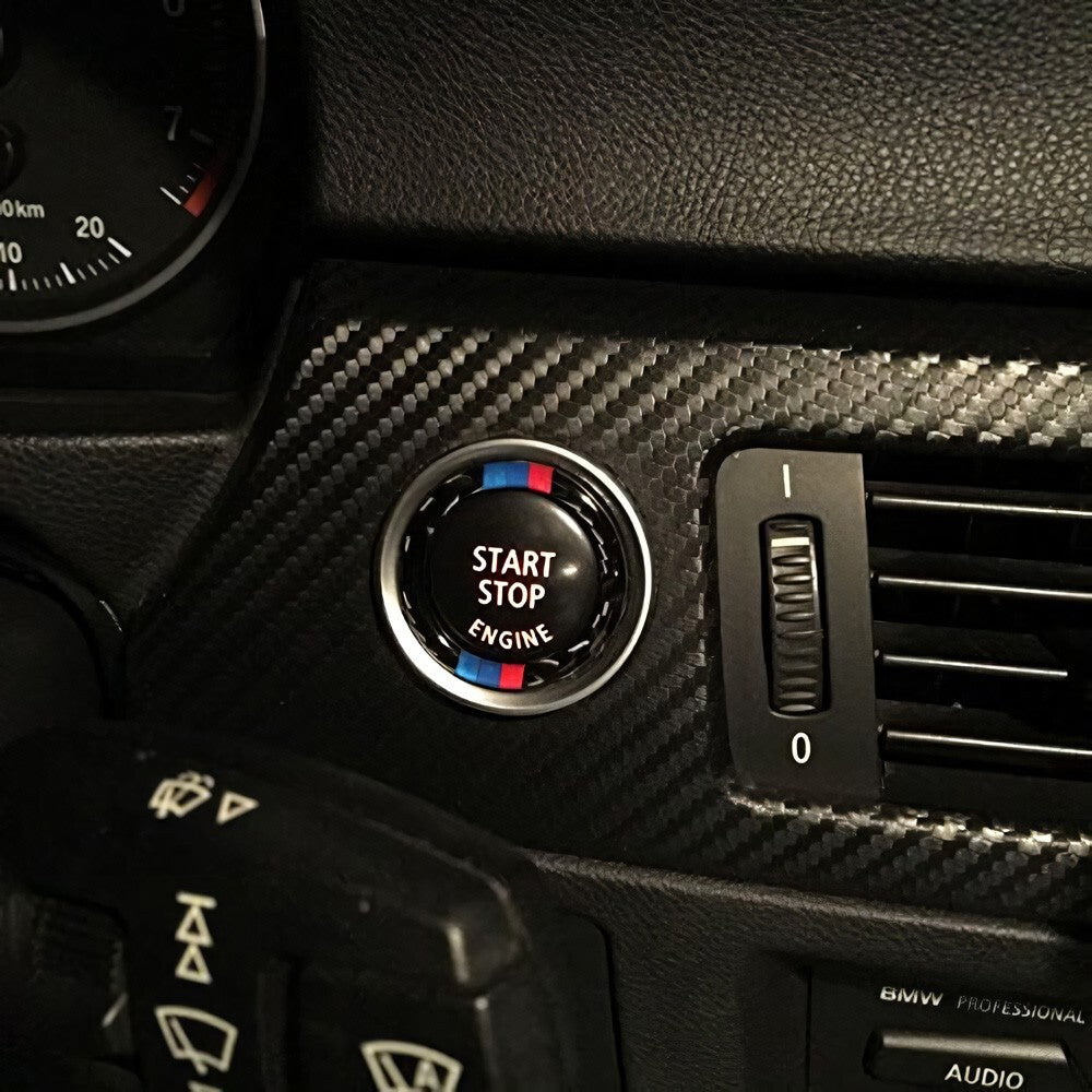 BMW E90 E92 E93 Engine Switch Start Stop Button M\\\ Carbon Fiber Sticker Badge
