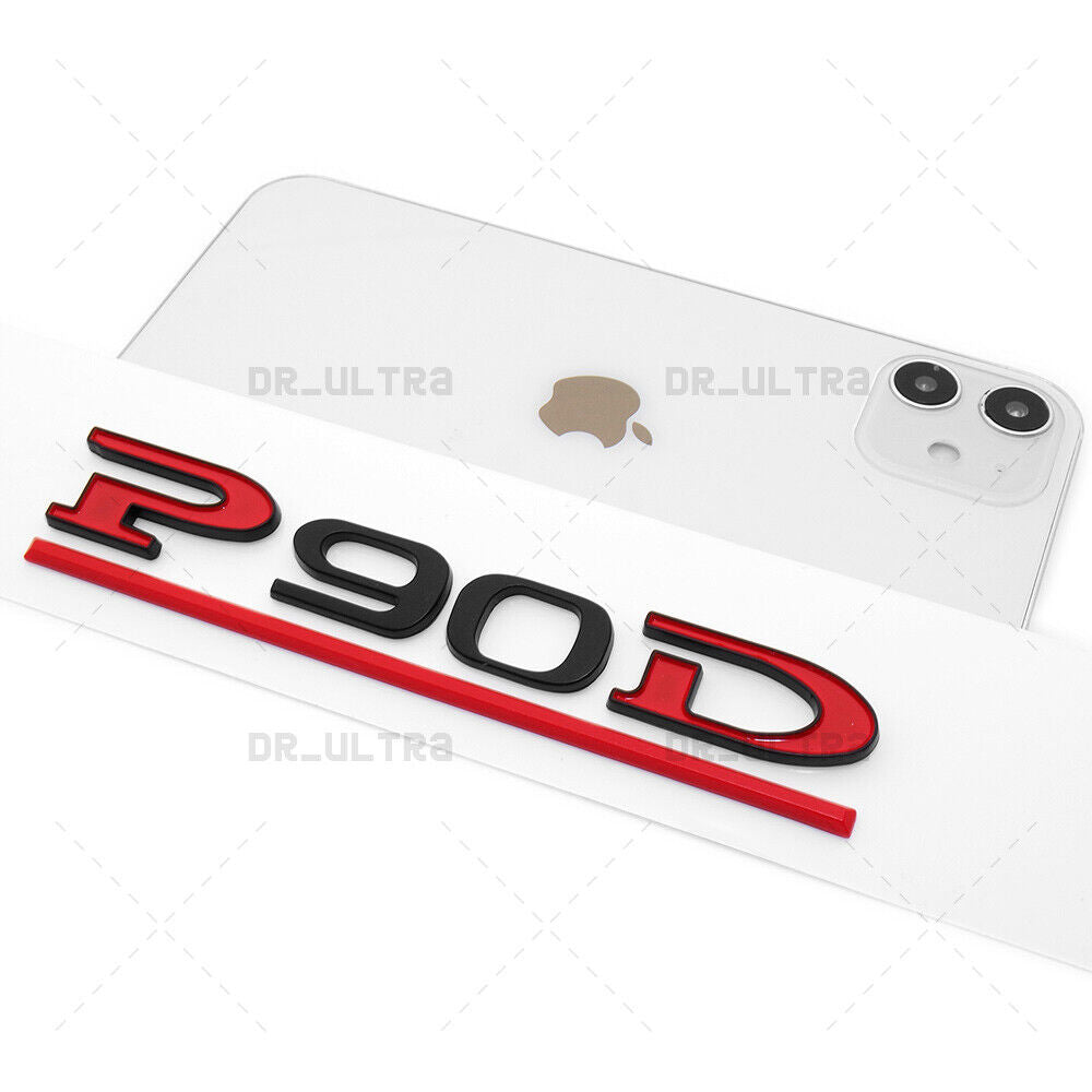 Tesla Liftgate P90D Performance Nameplate Logo Badge Emblem Sport Black & Red