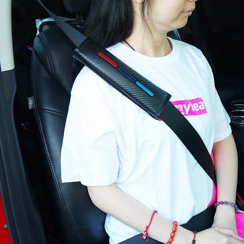 BMW M Power Sport Car Carbon Seat Belt Cover Safety Shoulder Strap Cushion Pad