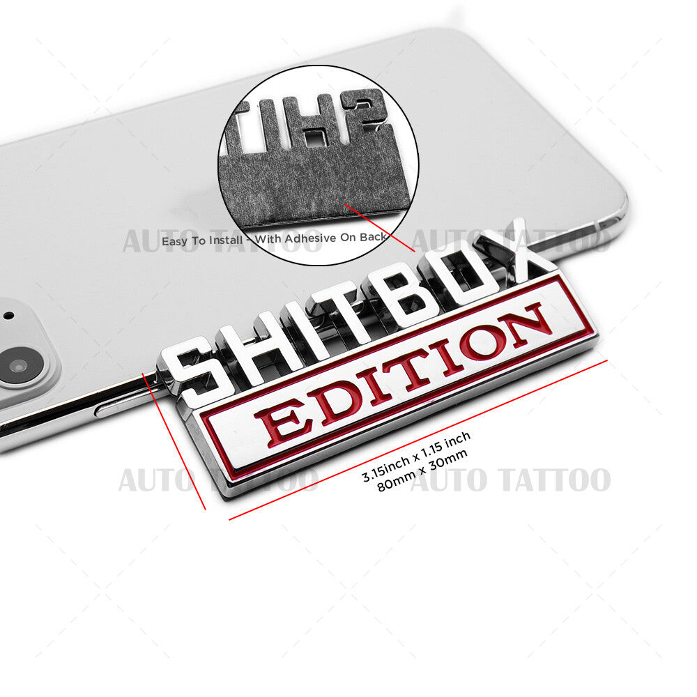 2Pcs ShitBox Edition 3D Car Truck Emblem Funny Badge Sticker Decal Decorate
