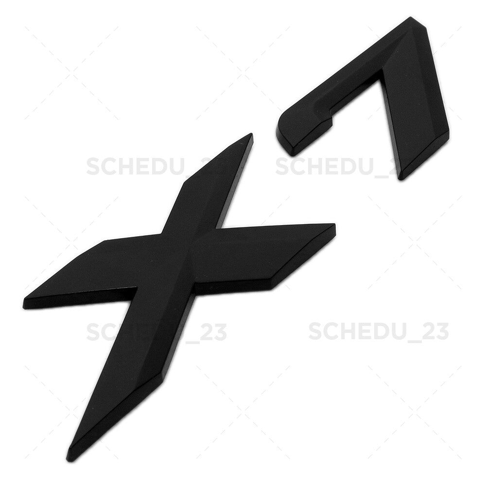 Matte Black X7 Letter Logo Emblem Badge LiftGate Rear Trunk ABS ///M Sport