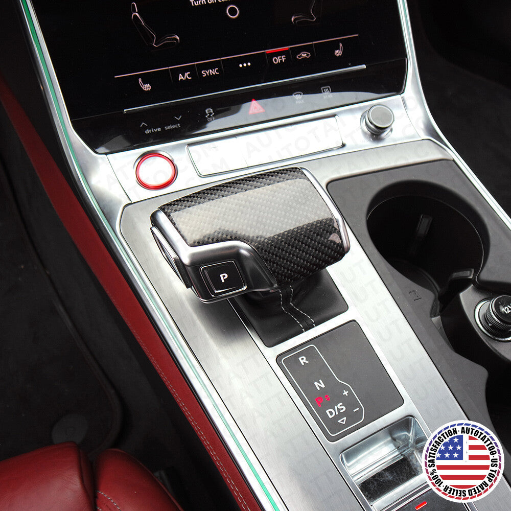 19-21 A6 A7 S6 S7 Q8 SQ8 RS Q8 Real Carbon Fiber Replace Shift Knob Cover Sport