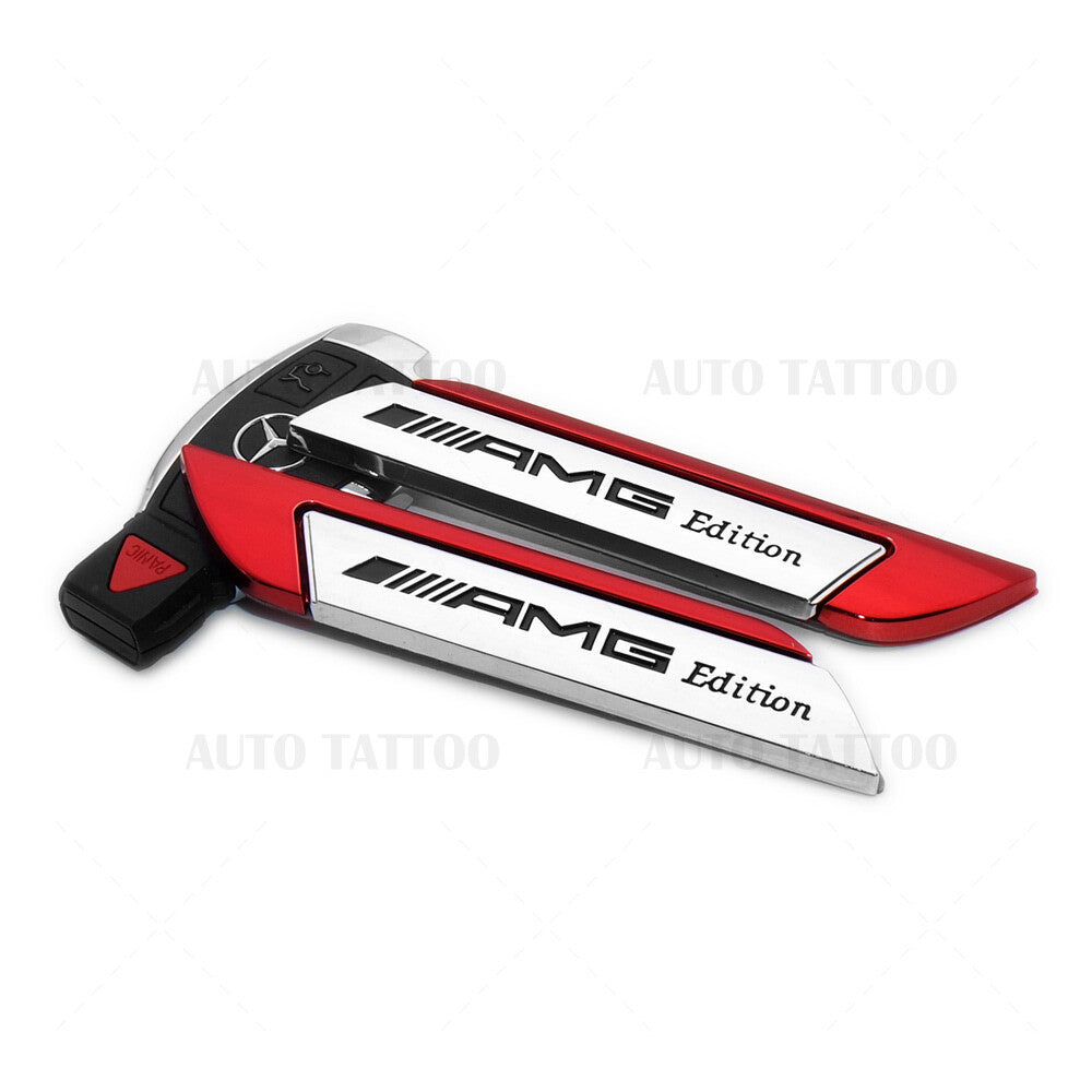 Universal Fender Marker Car AMG Edition Red Logo Badge Emblem Sport Decoration