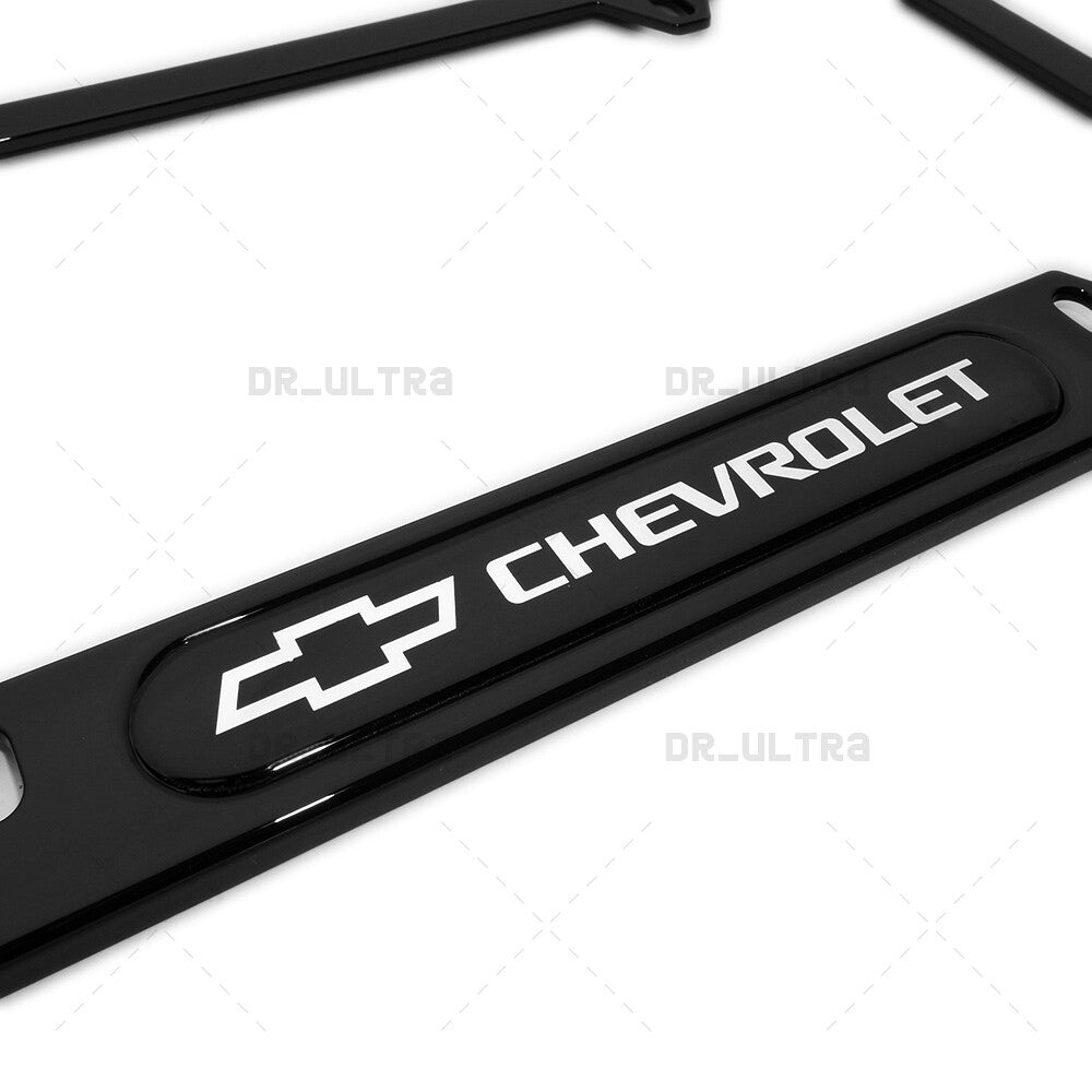 Gloss Black Front or Rear Chevrolet Logo Emblem License Plate Frame Cover Gift