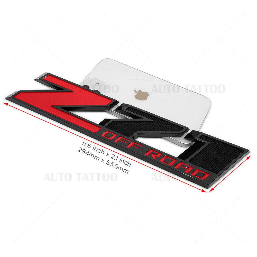 GM Chevy 09-21 Z71 Offroad Front Door Nameplate Logo Emblem Badge OEM Black Red