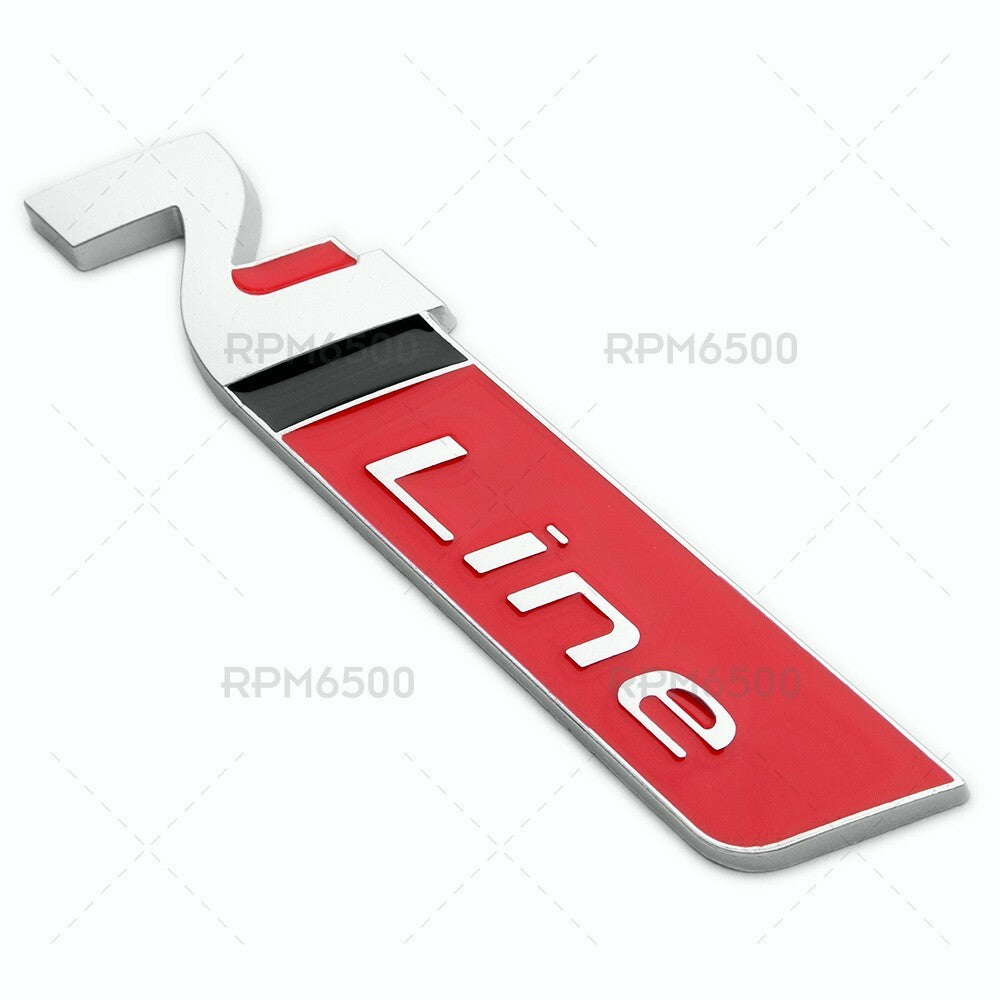 Universal Car Fender Side Marker Logo Badge Nameplate Emblem Sport Silver Red