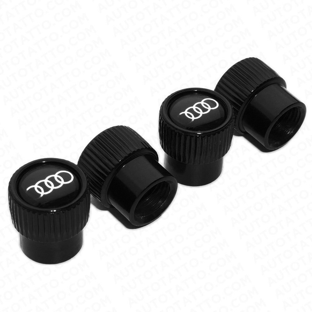A-u-d-i Sport Roundel Car SUV Wheels Tire Air Valve Caps Stem Dust Logo Cover