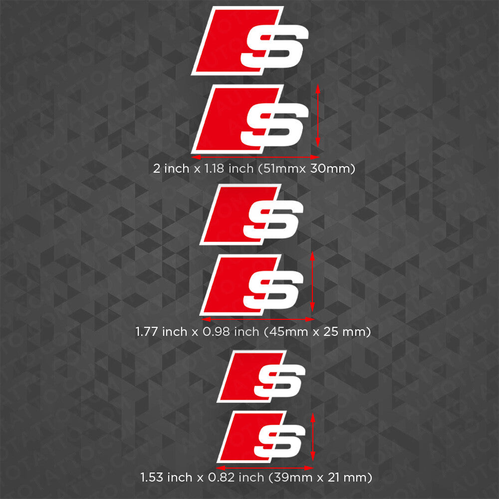 For Audi S Sport Car Wheels Brake Caliper Sticker 3D Decal Logo Decoration White