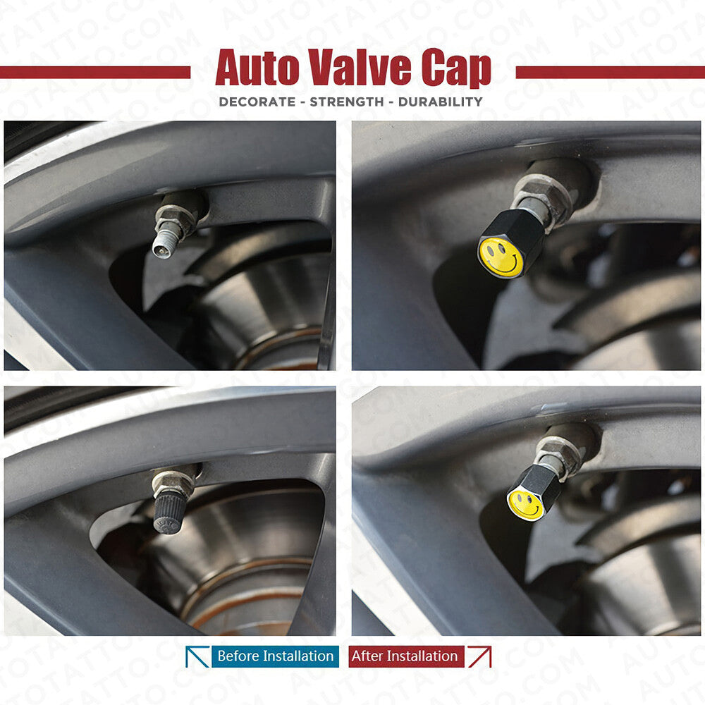 4x Hex Corvette C6 Car Tire Wheels Air Stem Dust Valve Cap Cover + Keychain Ring