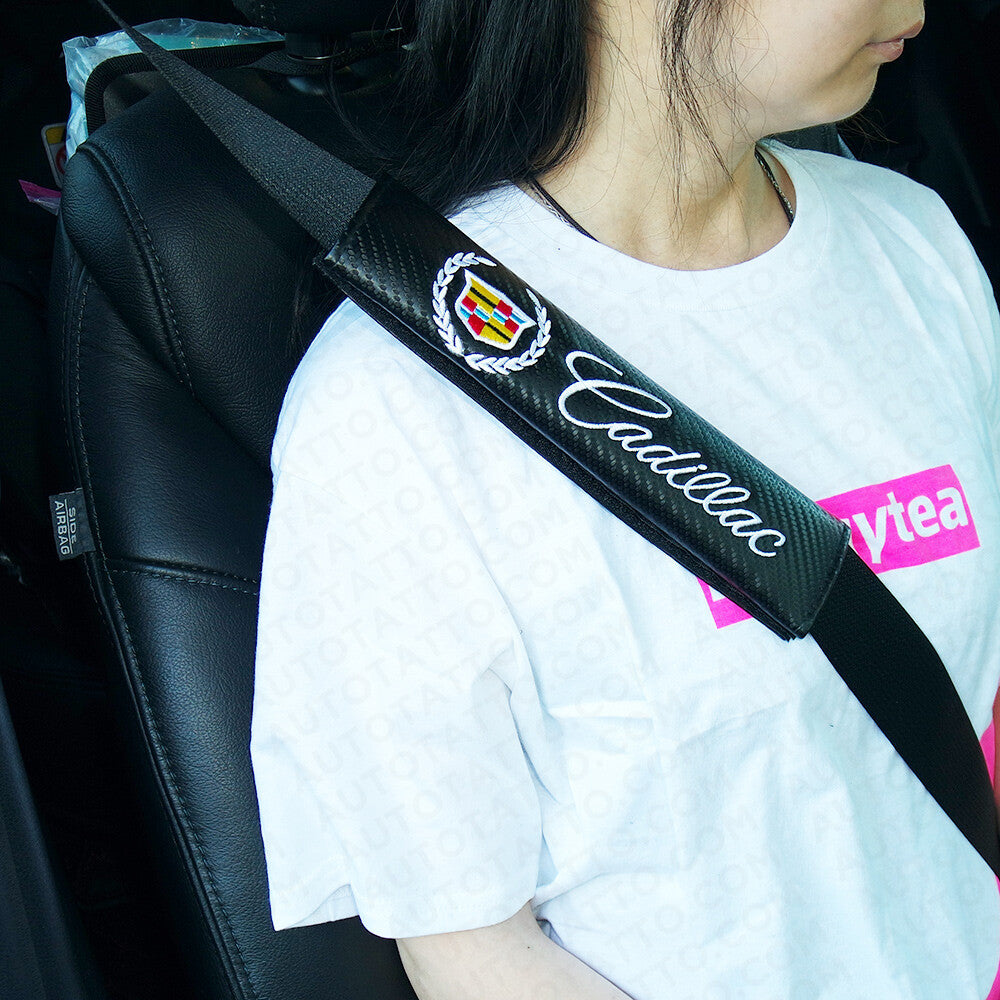Cadillac Carbon Car Seat Belt Cover Safety Shoulder Strap Cushion Pad Harness