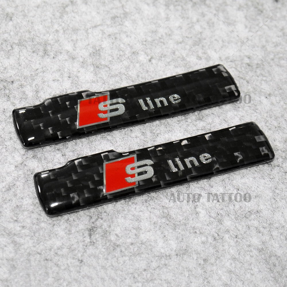 2pcs SLINE Sport Fender Marker Logo Emblem Decal Badge Decorate Carbon Fiber