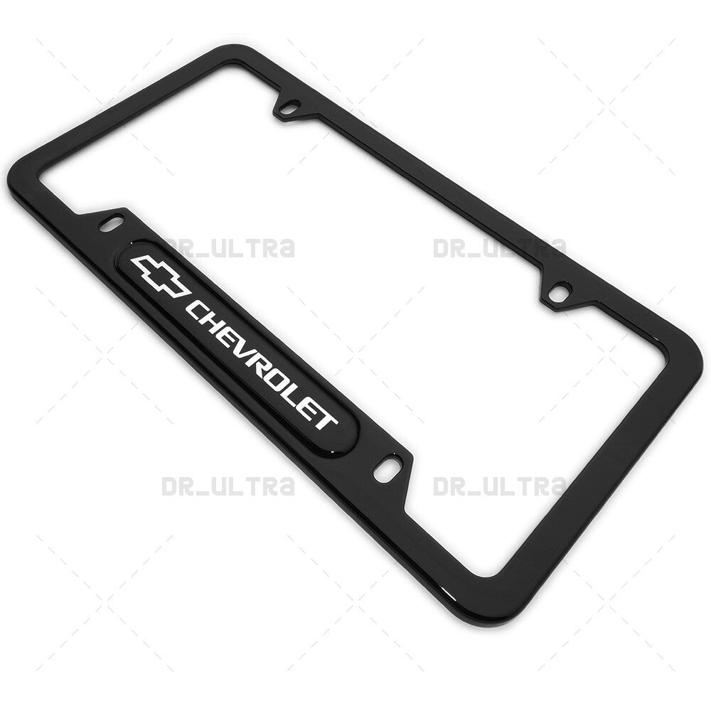 Gloss Black Front or Rear Chevrolet Logo Emblem License Plate Frame Cover Gift
