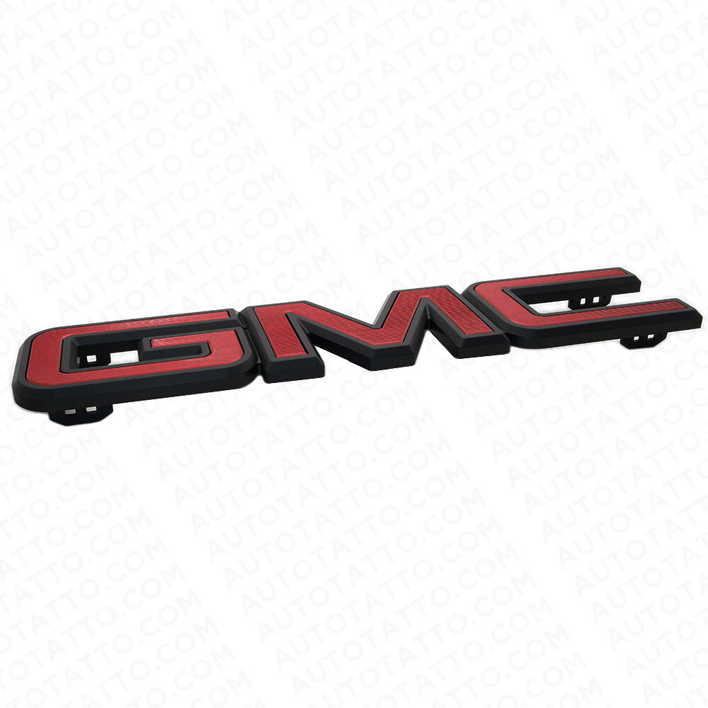 14-19 GMC Sierra Front Grille Letter Logo Emblem Adhesive Nameplate HD Black Red