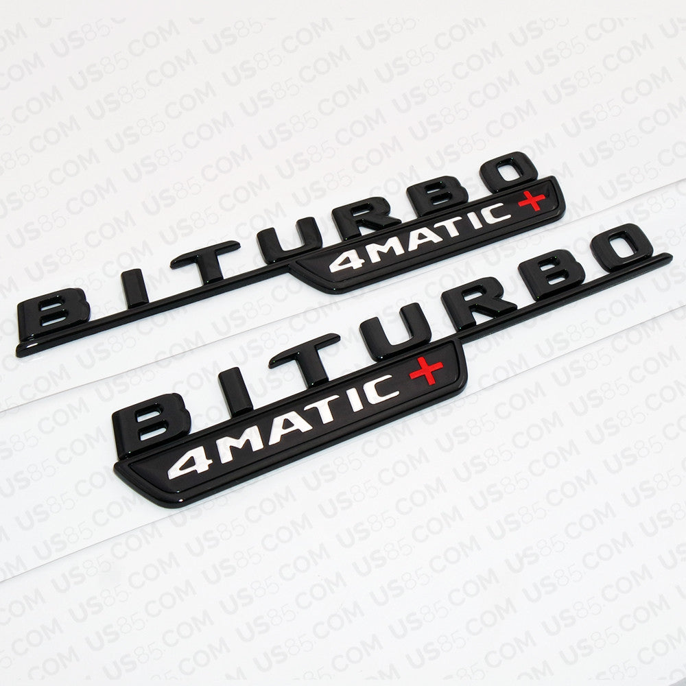 BiTurbo 4Matic Plus + AMG 3D Logo Fender Side Marker Emblem Badge - Gloss Black
