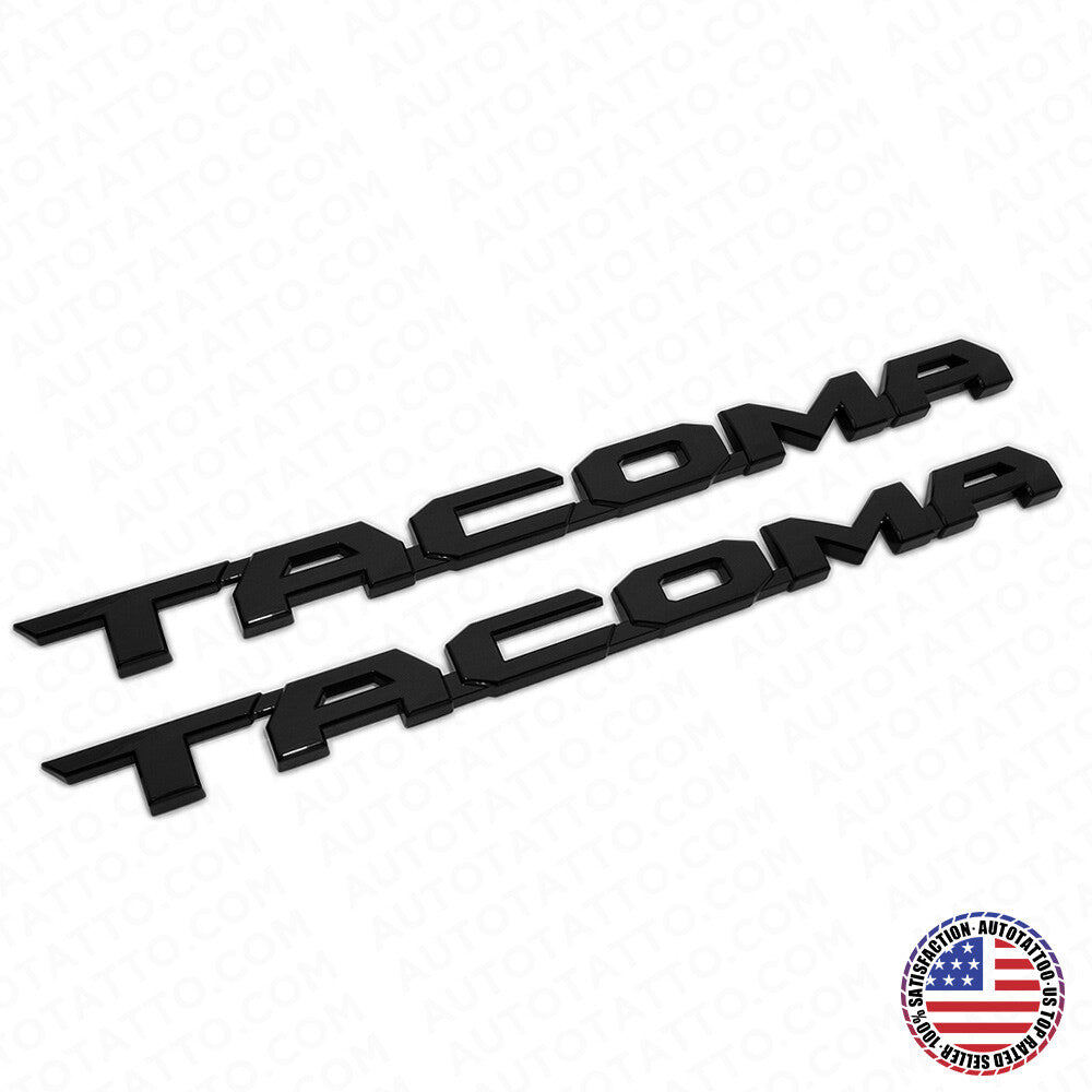 2x 15-21 Gloss Black Tacoma Letter Front Side Door Nameplate Emblem Badge Logo