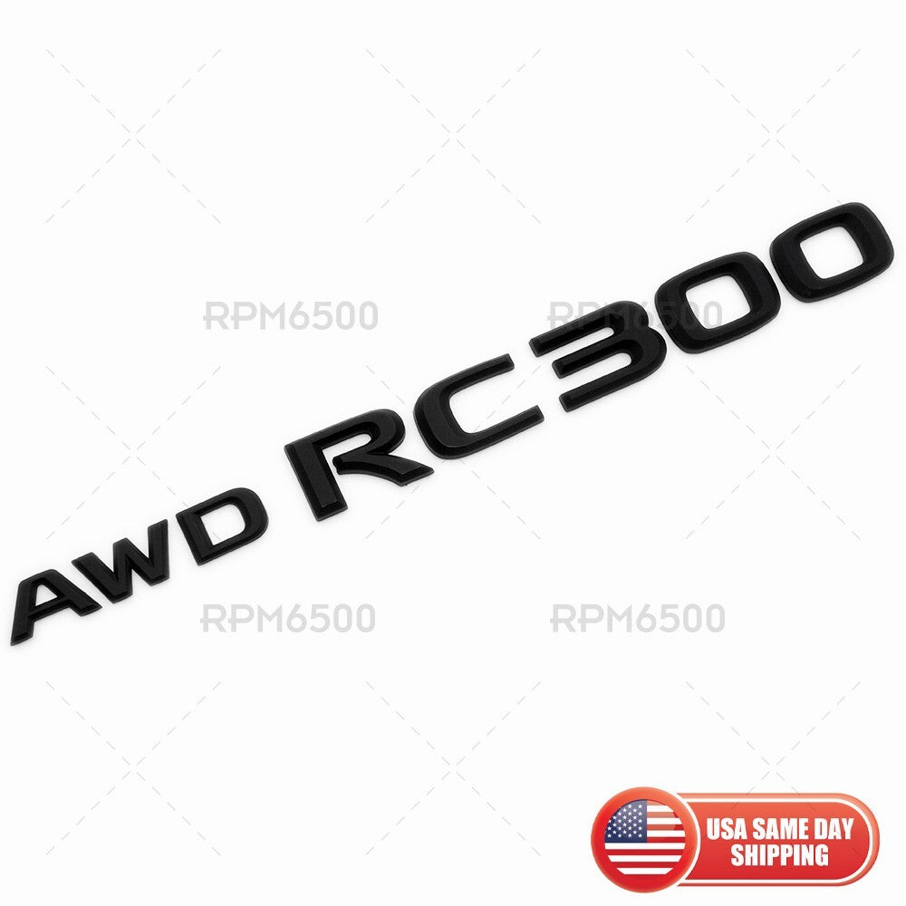 Lexus Trunk AWD RC 300 Matte Black Letter Logo Badge Emblem Car Replace F-Sport