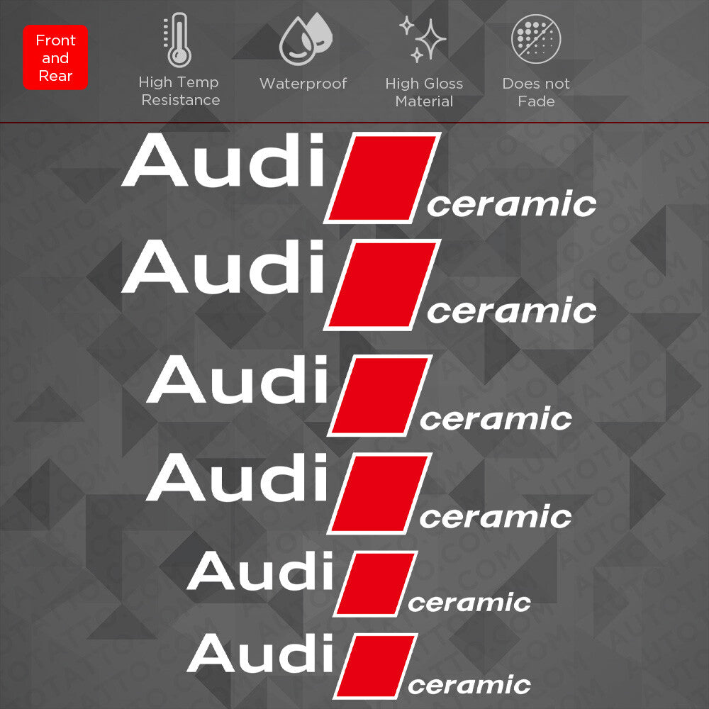Audi Ceramic Sport Car Wheels Brake Caliper Sticker Decal Logo Decoration White