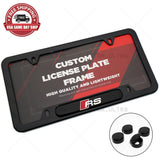 Gloss Black Front or Rear RS Sport Logo Emblem License Plate Frame Cover Gift