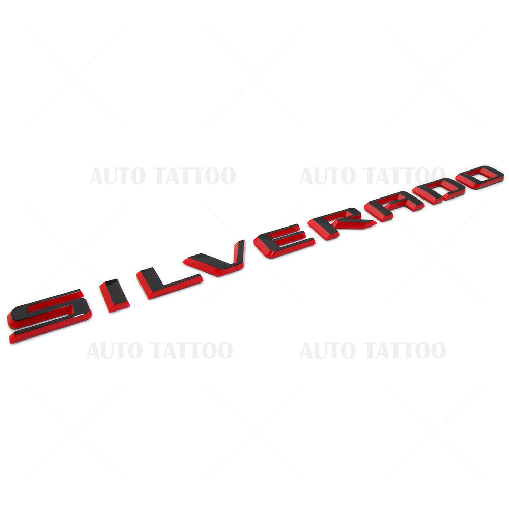 2x 19-22 Silverado Redline Fender Letter Logo Emblem Badge Z71 LT LTZ Black Red