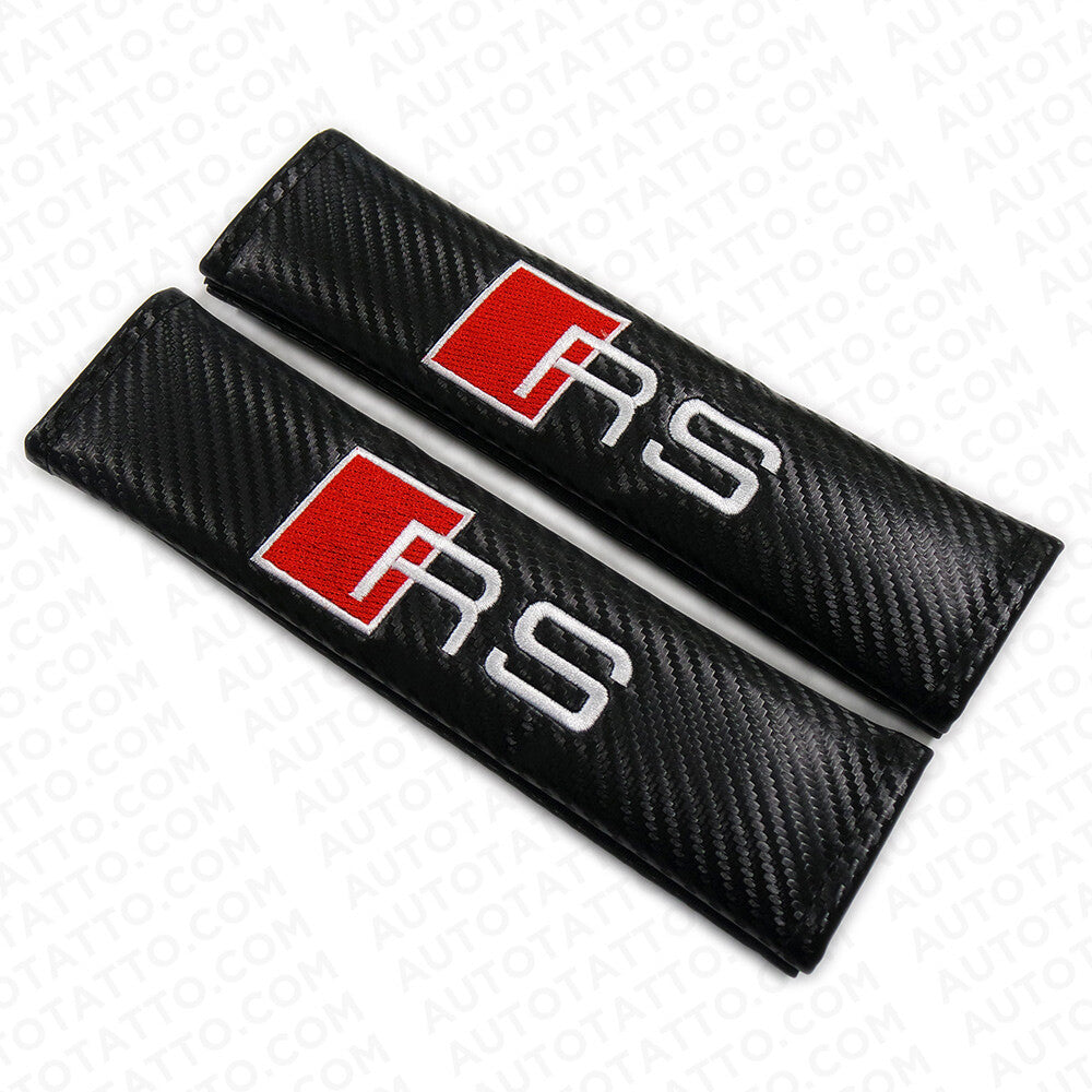 RS Car Carbon Fiber Seat Belt Cover Safety Shoulder Strap Cushion Pad Harness