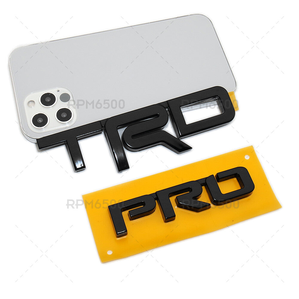 Toyota Tacoma Tundra TRD Pro Set Black Metal Sport Letter Logo Badge 3D Emblem